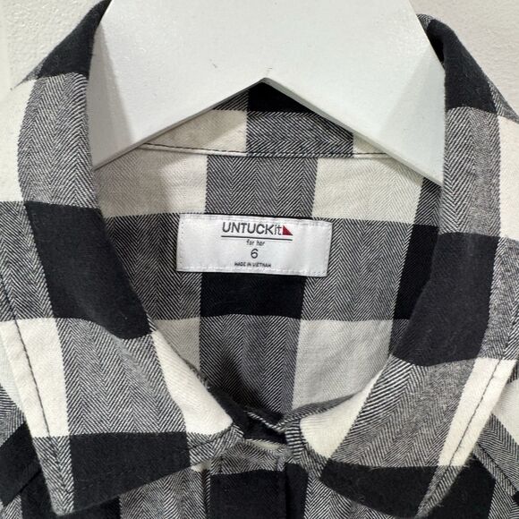 UNTUCKit For Her Holden Buffalo Check Plaid Flannel Shirt Size 6 Pearl Snap EUC - Picture 7 of 11